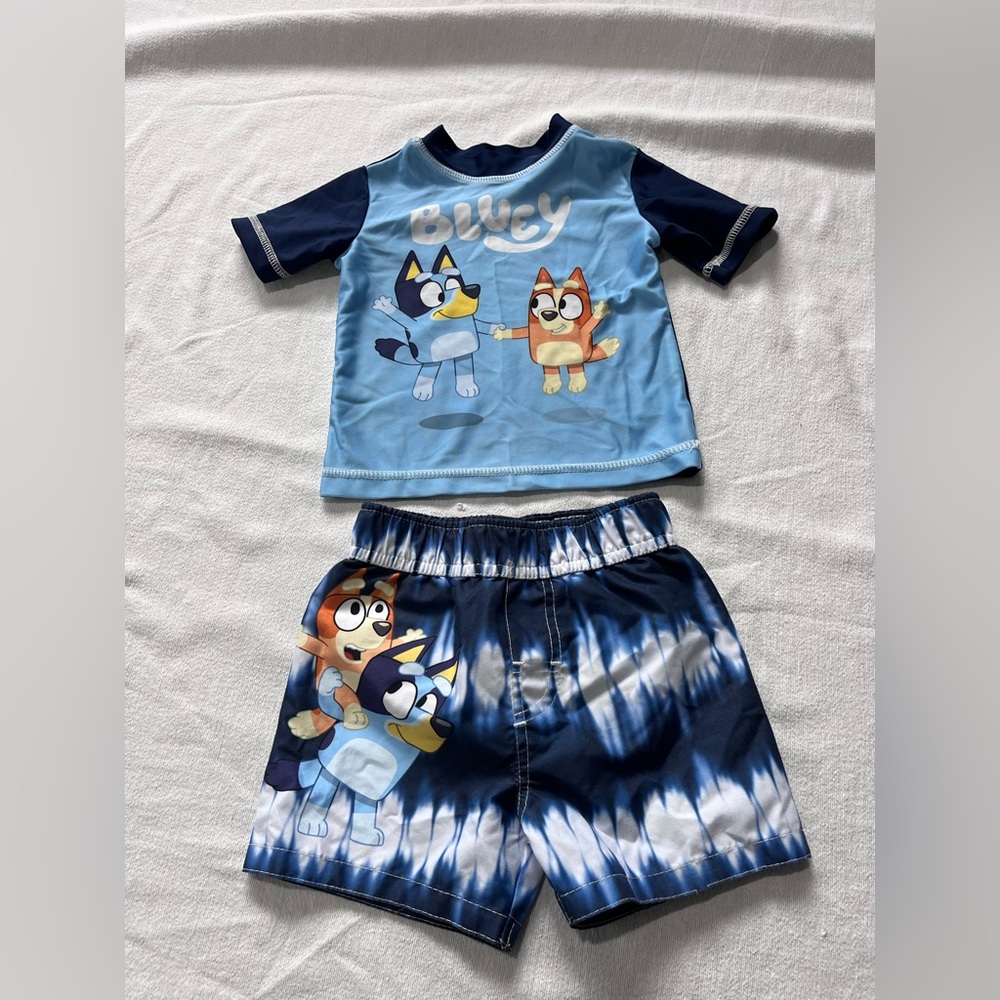 Bluey 2-pc. Rash Guard and Swim Trunks Swimsuit Set